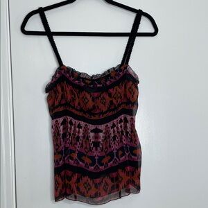 Diane Von Furstenberg Black and Pink Camisole